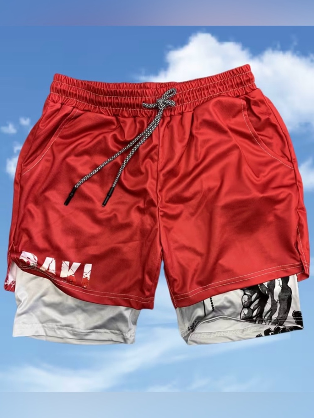 Men's Baki Hanma Anime Athletic Shorts with Built-In Printed Liner M/L